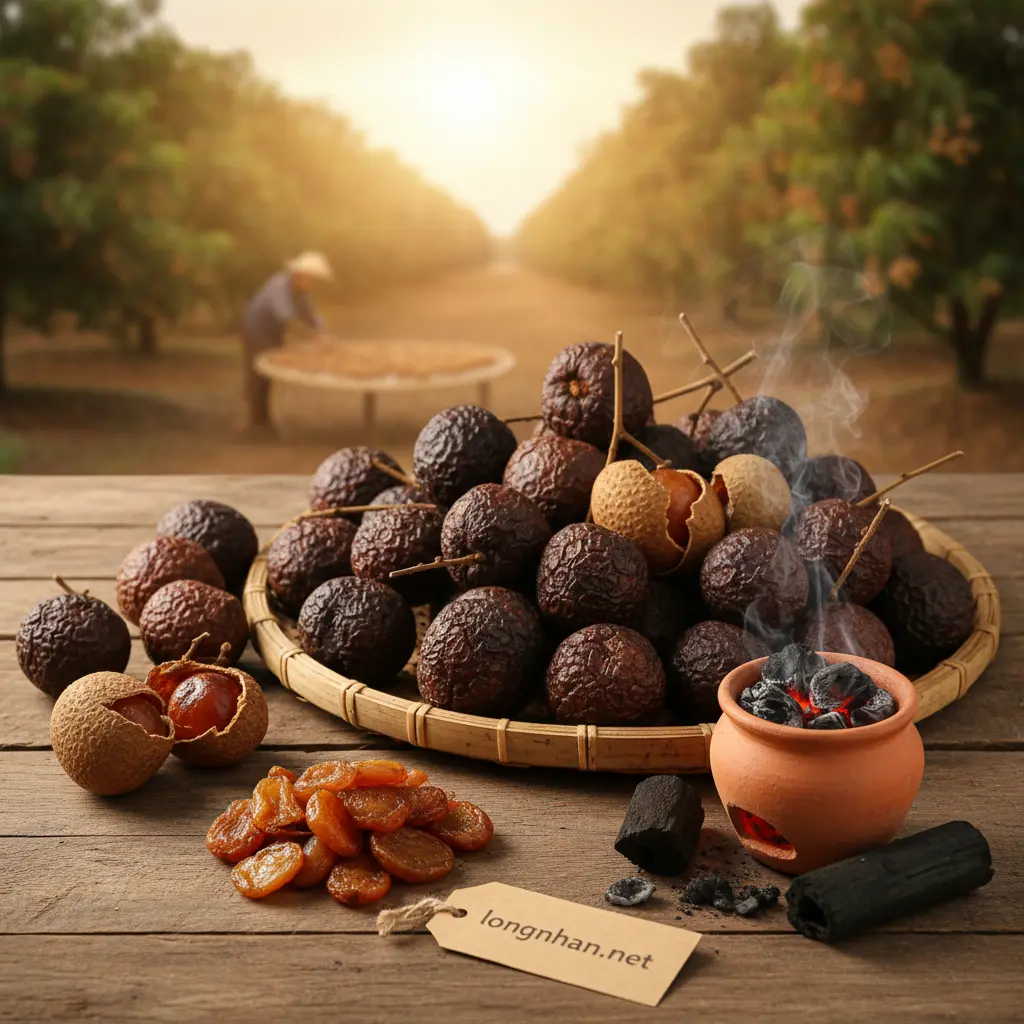 Long nhãn sấy than có độc không Long nhãn sấy than có độc không