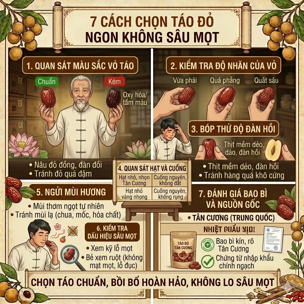 Infographic 7 cách chọn táo đỏ ngon không sâu mọt