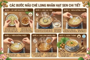 Các bước nấu chè long nhãn hạt sen chi tiết