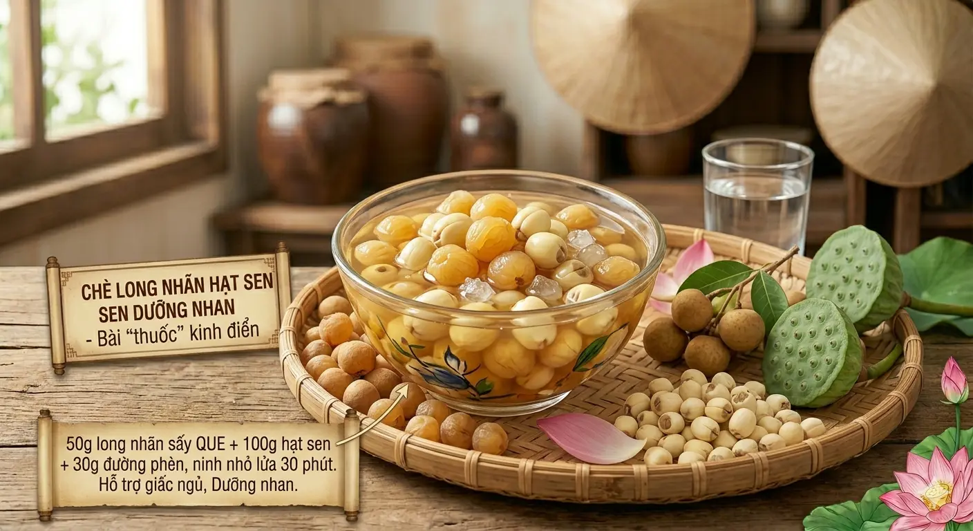 Chè long nhãn hạt sen dưỡng nhan từ QUE