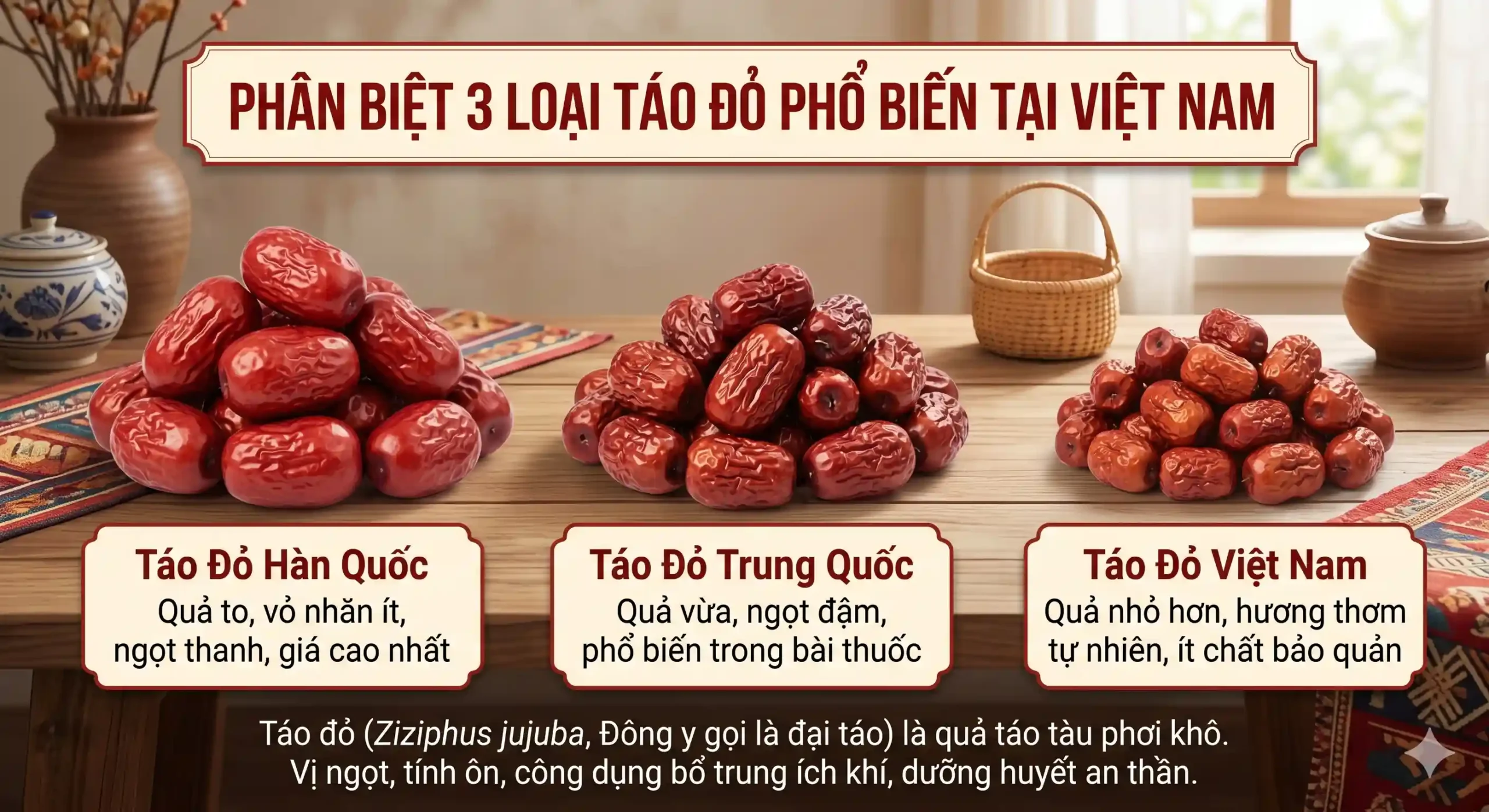 Phân biệt 3 loại táo đỏ Hàn Quốc, Trung Quốc, Việt Nam