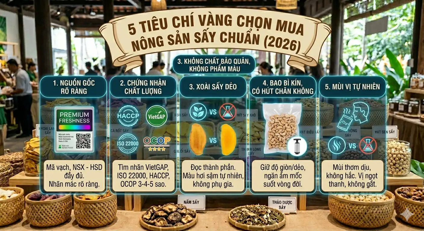 5 tiêu chí chọn mua các loại nông sản sấy phổ biến hiện nay
