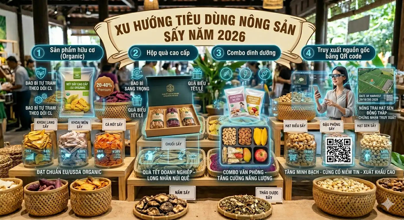 Bốn xu hướng tiêu dùng nông sản sấy năm 2026