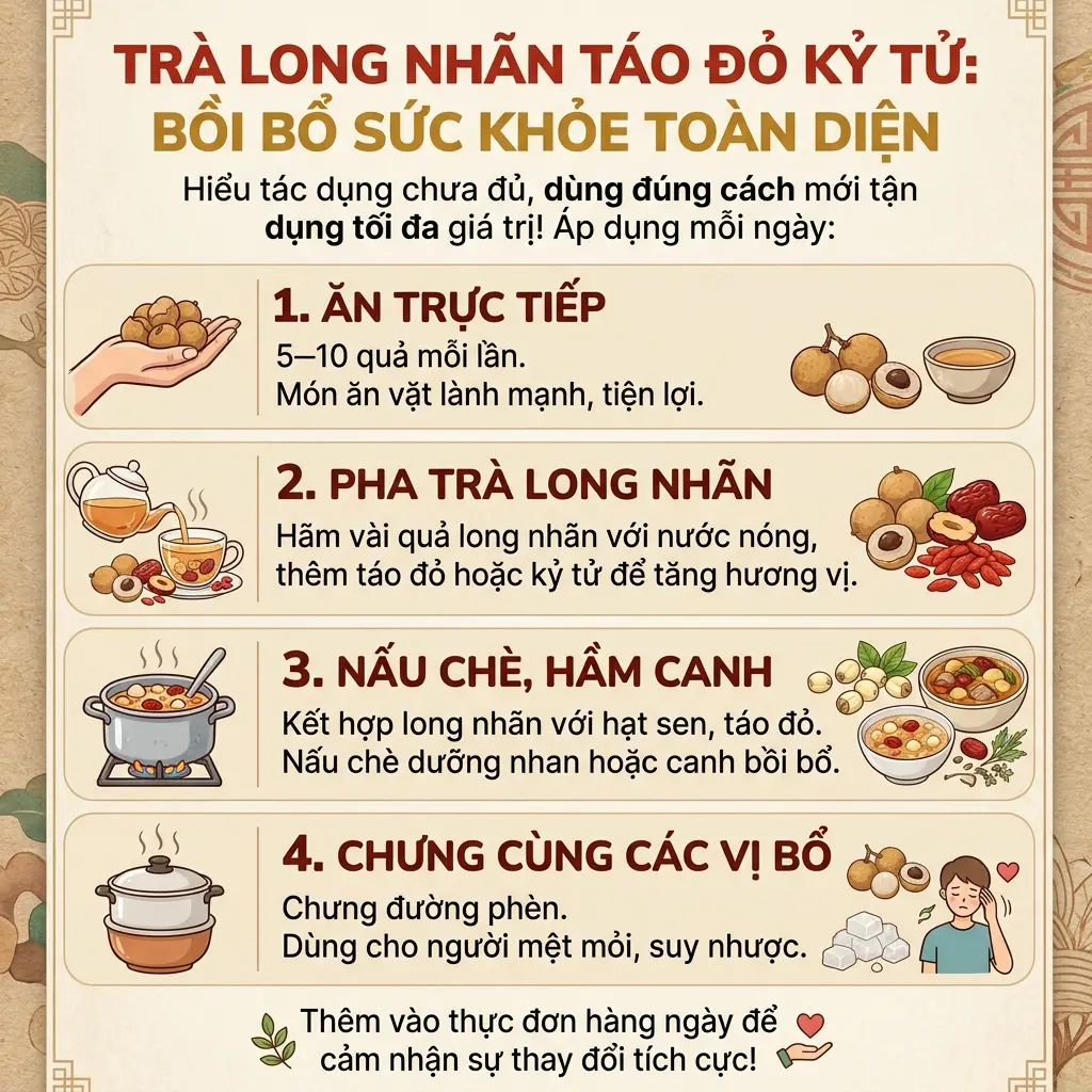 Trà long nhãn táo đỏ kỷ tử bồi bổ sức khỏe