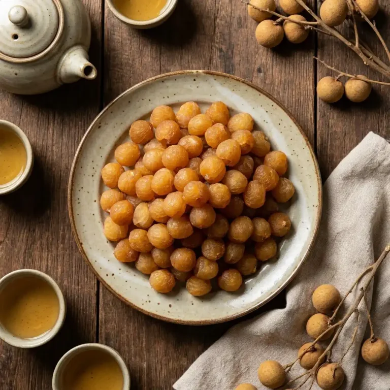 Long nhãn cùi dày vàng hổ phách dẻo ngọt của QUE