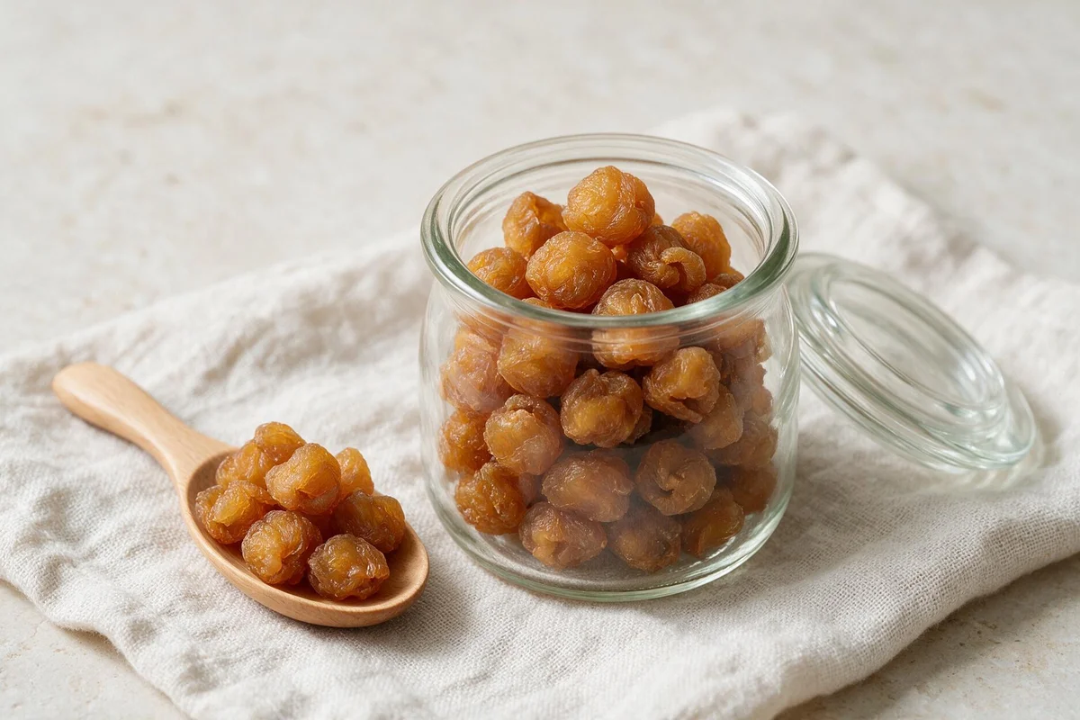 Long nhãn sấy khô ăn trực tiếp chia phần trong hũ nhỏ