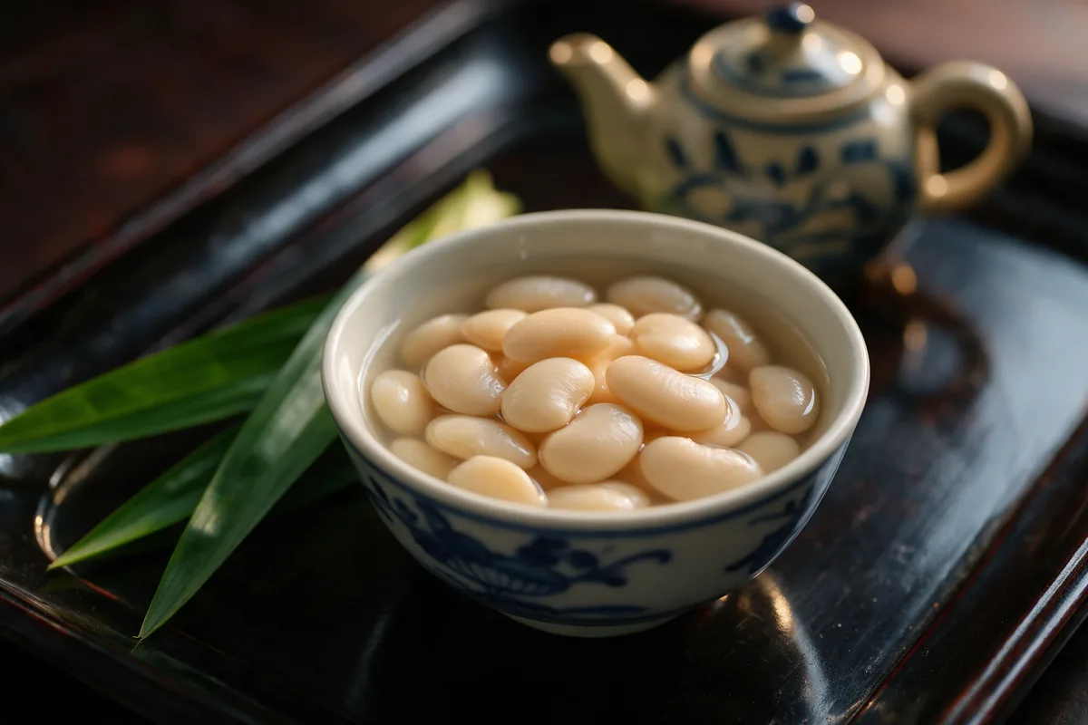Bát chè đậu ngự Huế với hạt đậu bóc vỏ trắng ngần