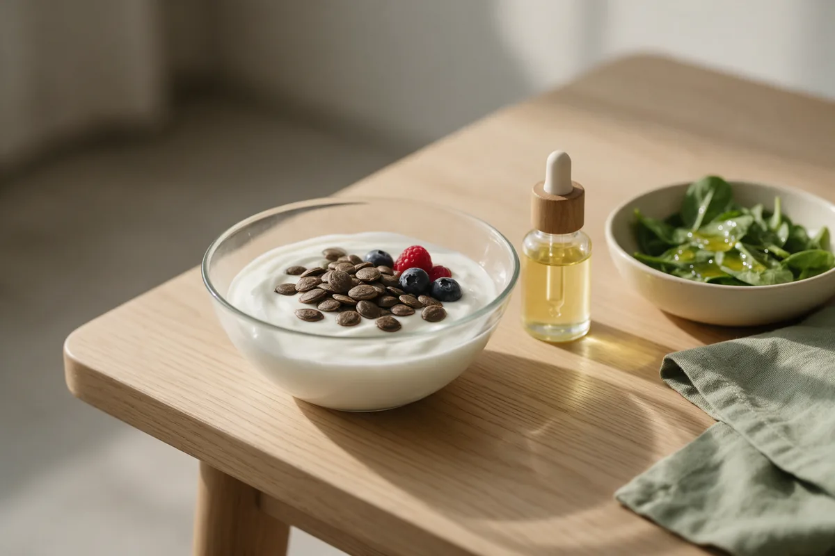 Cách dùng hạt sachi với sữa chua và salad trộn dầu sachi
